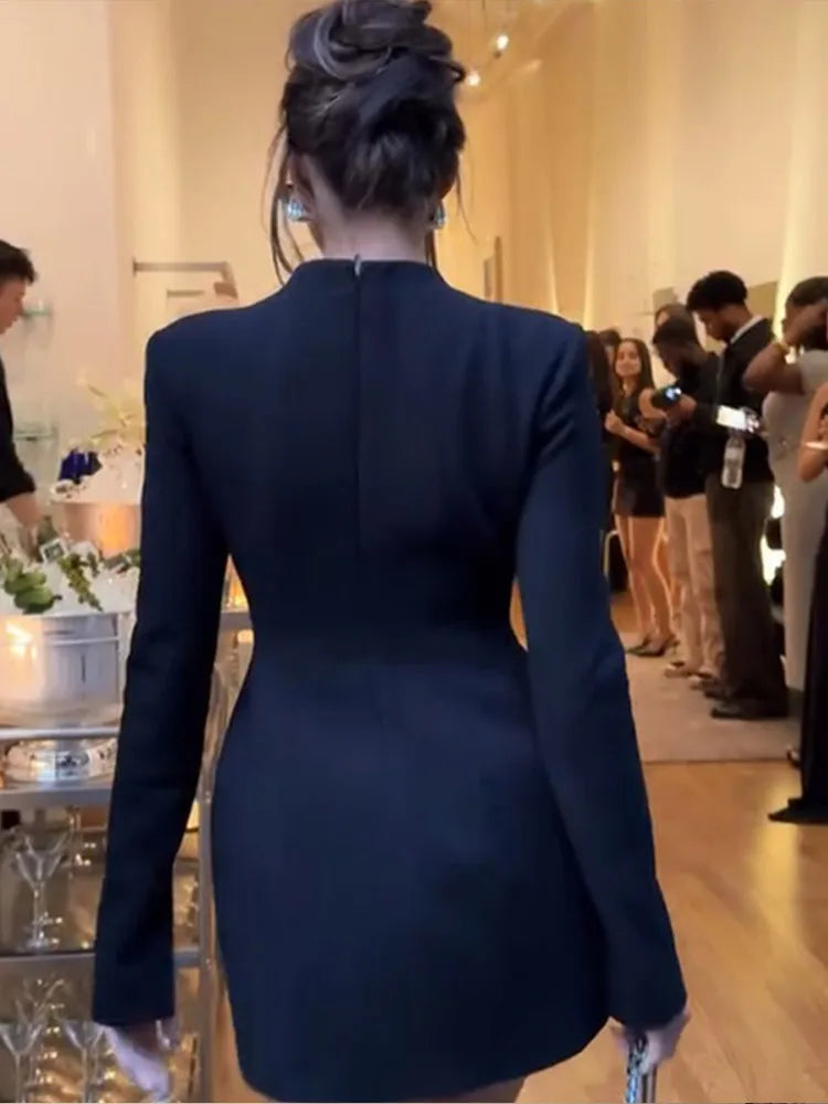 Black Hollow Out Mini A-Line Dress for Women - Chic Cocktail Party Wear 3