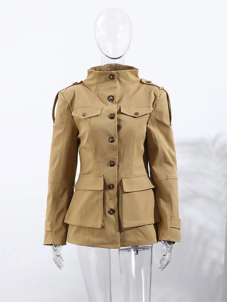Slim Fit Trench Coat for Women - Vintage-Inspired Jacket with Pockets 4