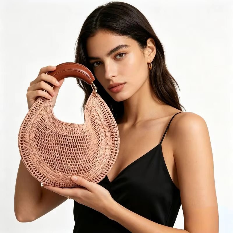 SOERA Amanda Crescent Woven Underarm Bag - Bag - Pink