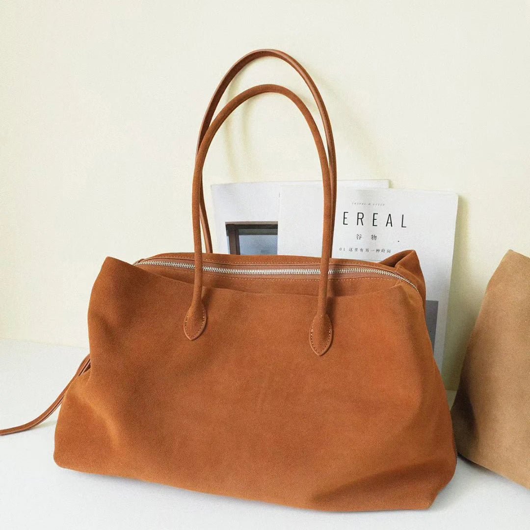 SOERA Carly Frosted Suede Tote Bag - Bag - Beige 40 x 17 x 25 cm