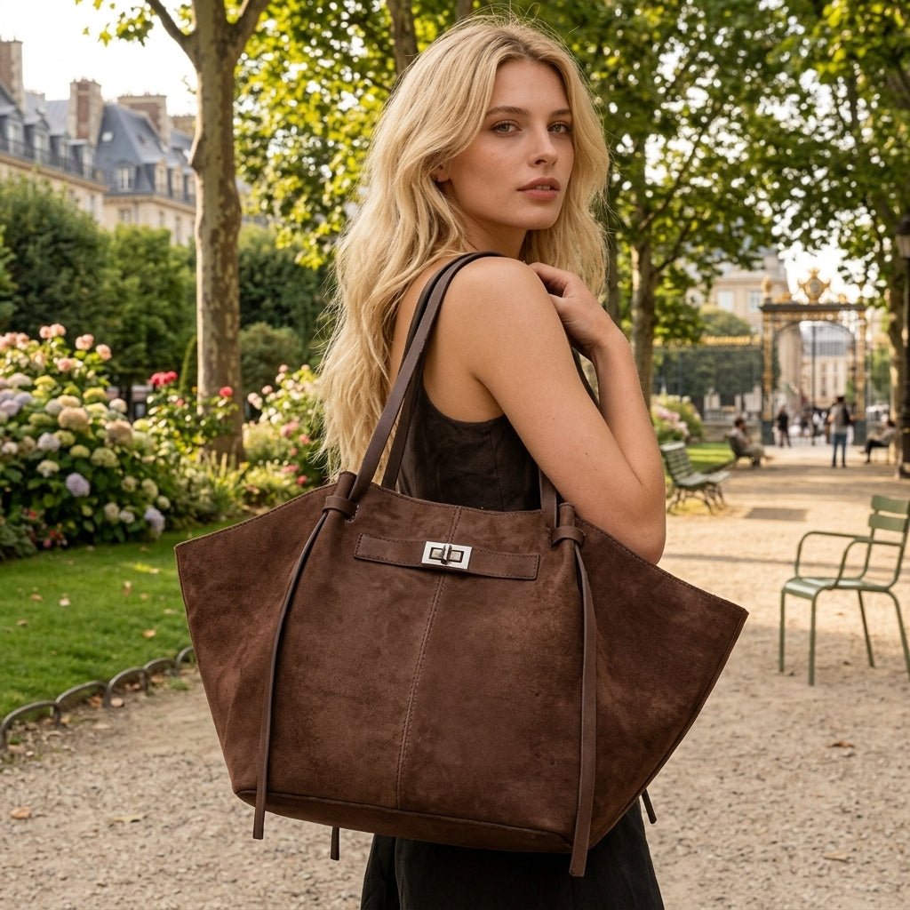 SOERA Dina Bat-Wing Suede Tote Bag - Bag - Brown