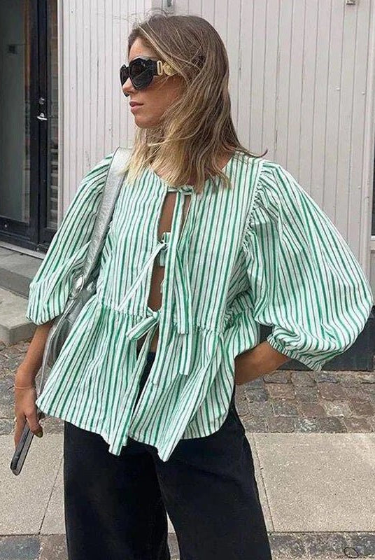 SOERA Emma Striped Puff Sleeve Blouse - Blouse - SOERA-025795-DEF-OS-28131 XS