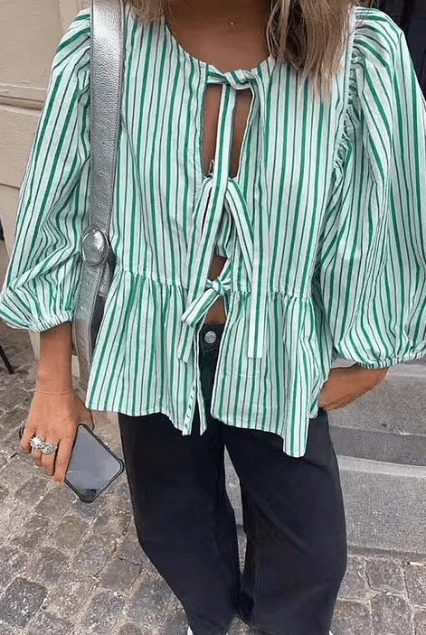 SOERA Emma Striped Puff Sleeve Blouse - Blouse - SOERA-025795-DEF-OS-28132 S