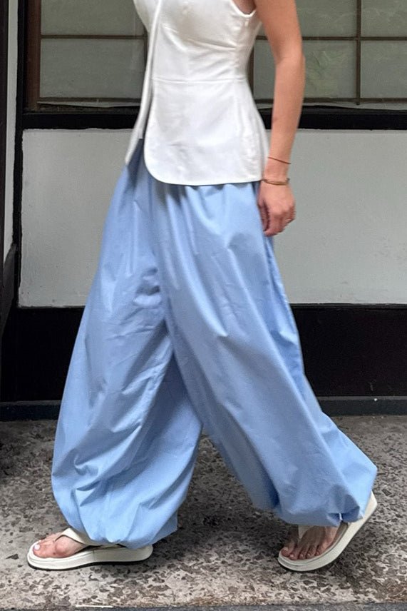 SOERA Inga Elastic Waist Baggy Pants - Bottoms - Blue L