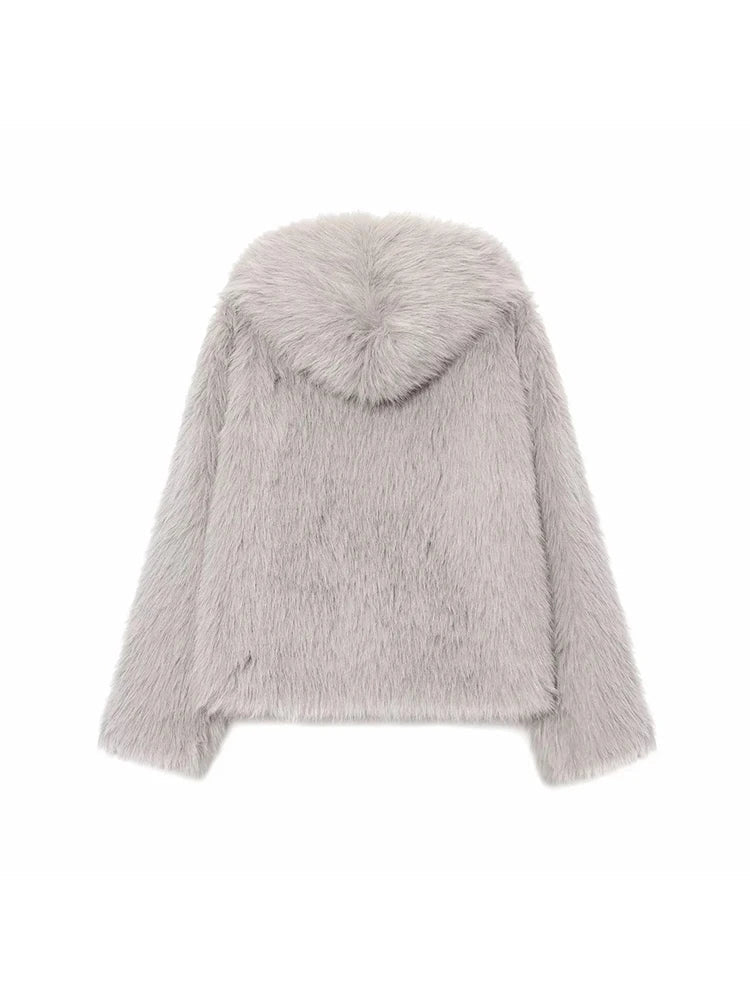 SOERA Dana Faux Fur Hooded Jacket - Coats & Jackets - 3256810231099988-;Bh1766554850638275882 L Light Gray