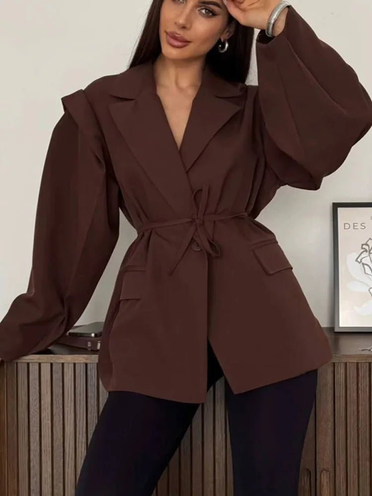 SOERA Leandra Wide Sleeves Belted Blazer - Coats & Jackets - Blue S