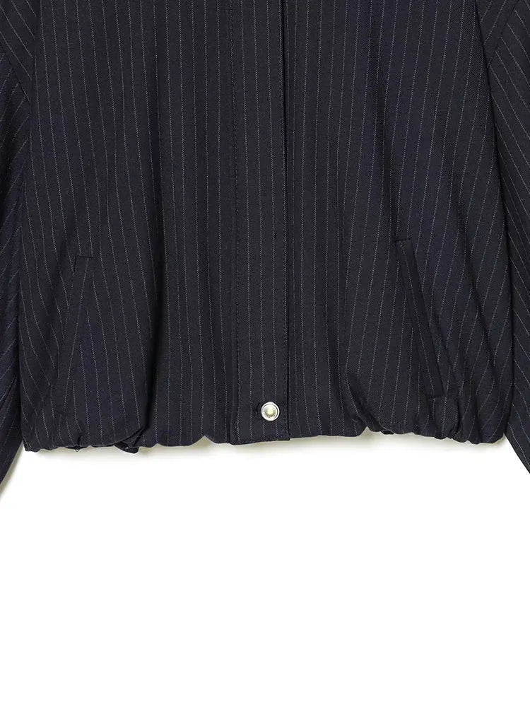 SOERA Saskia Striped Stand Collar Jacket - Coats & Jackets - Blue XS