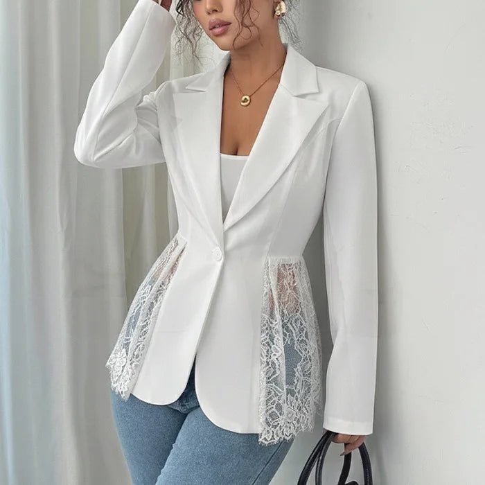 SOERA Taylor Lace Panel Tailored Blazer - Coats & Jackets - 1005012034685741-;TB1776154514001988897 Black S