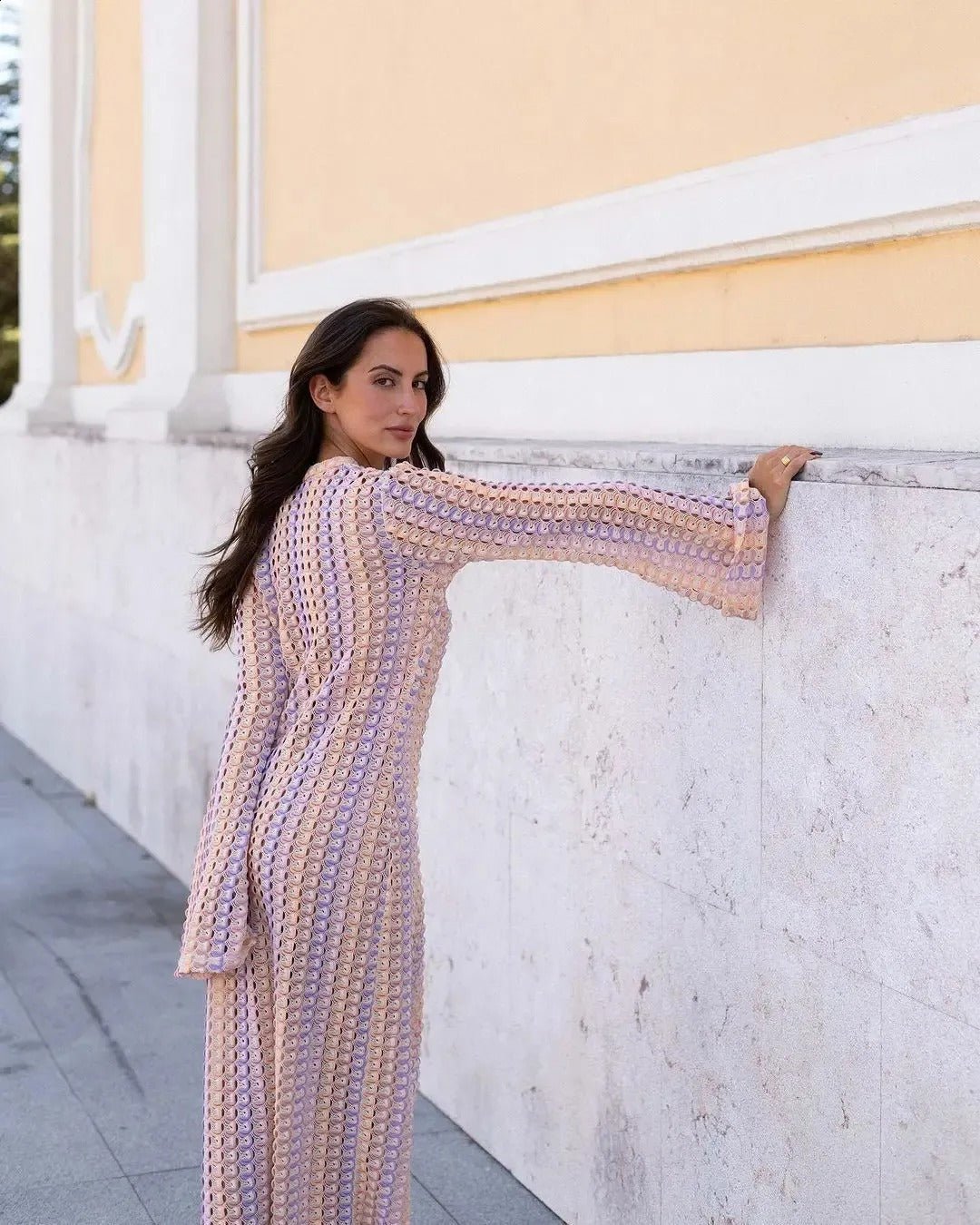SOERA Beatrice Crochet Stripe Maxi Dress - Dress - SOERA-367811-S-PINK-20259 Lilac S