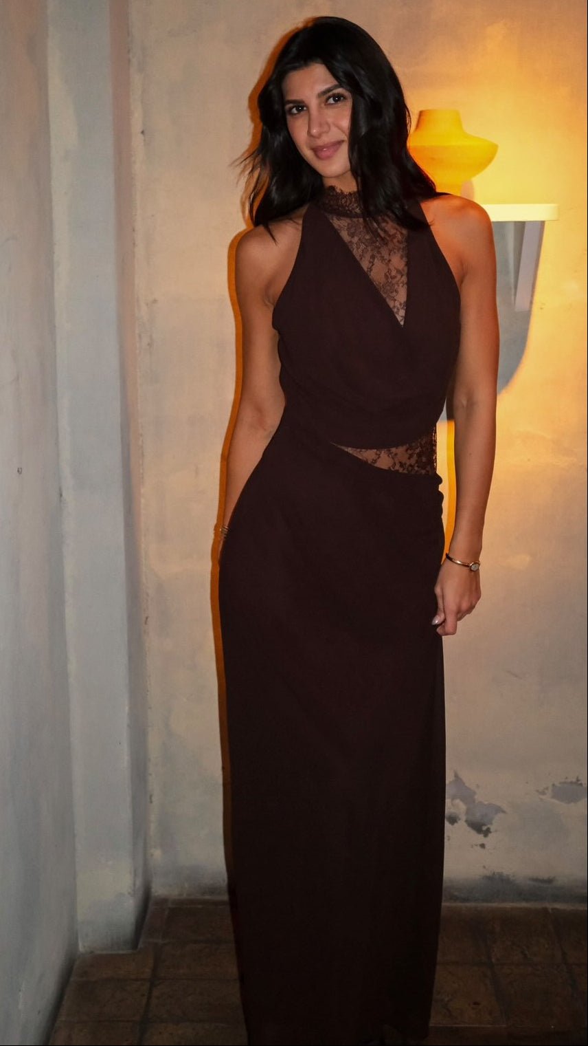 SOERA Beatrice Halter Lace Patchwork Maxi Dress - Dress - M
