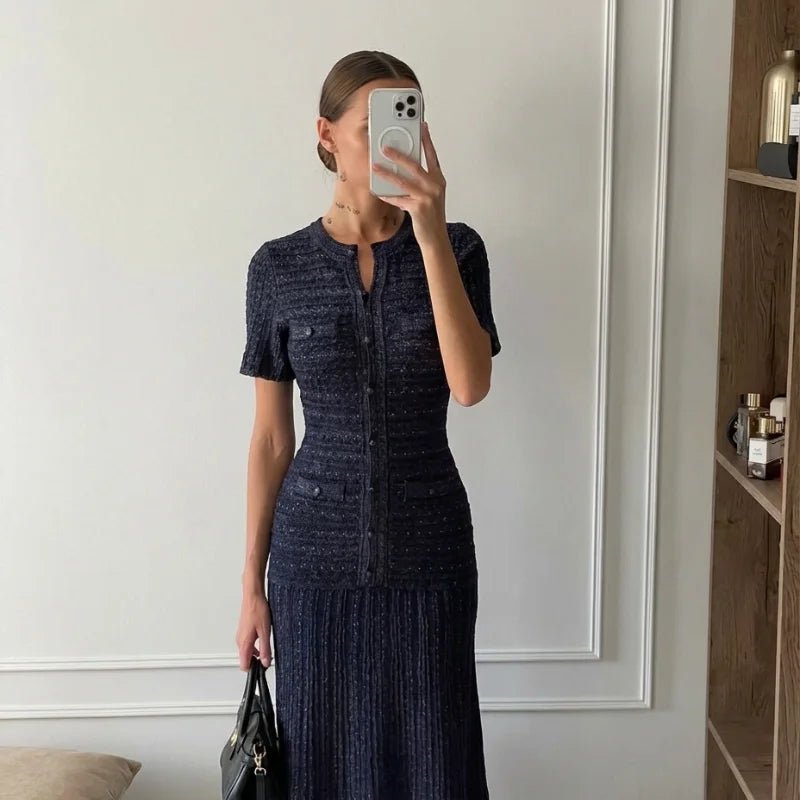 SOERA Beatrice Sequin Knit Maxi Dress - Dress - Navy Blue M