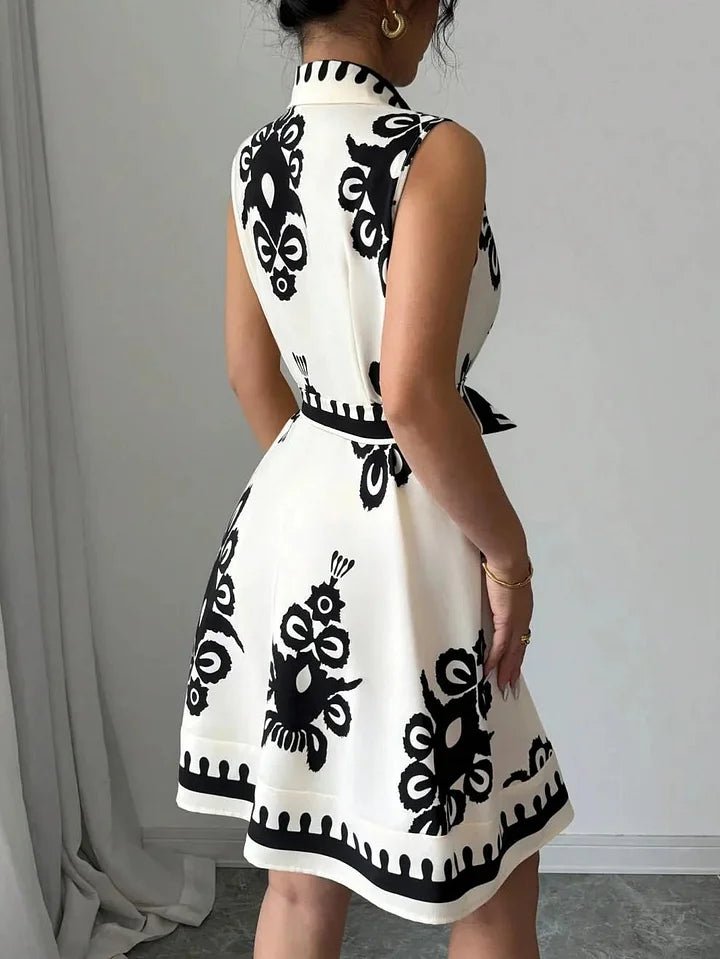 SOERA Bianca Butterfly Print Tie - Waist Midi Dress - Dress - Black S