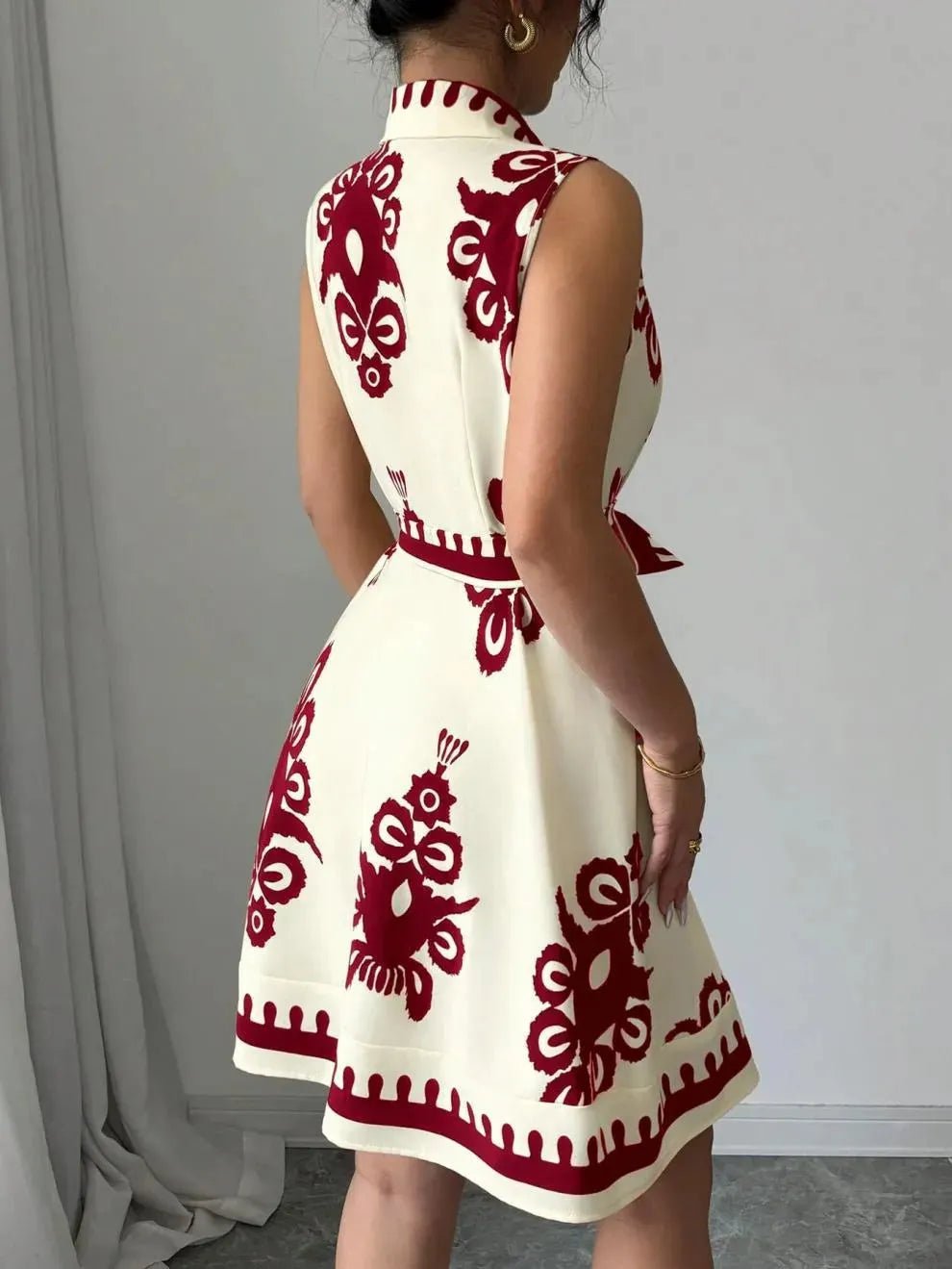 SOERA Bianca Butterfly Print Tie - Waist Midi Dress - Dress - Red S