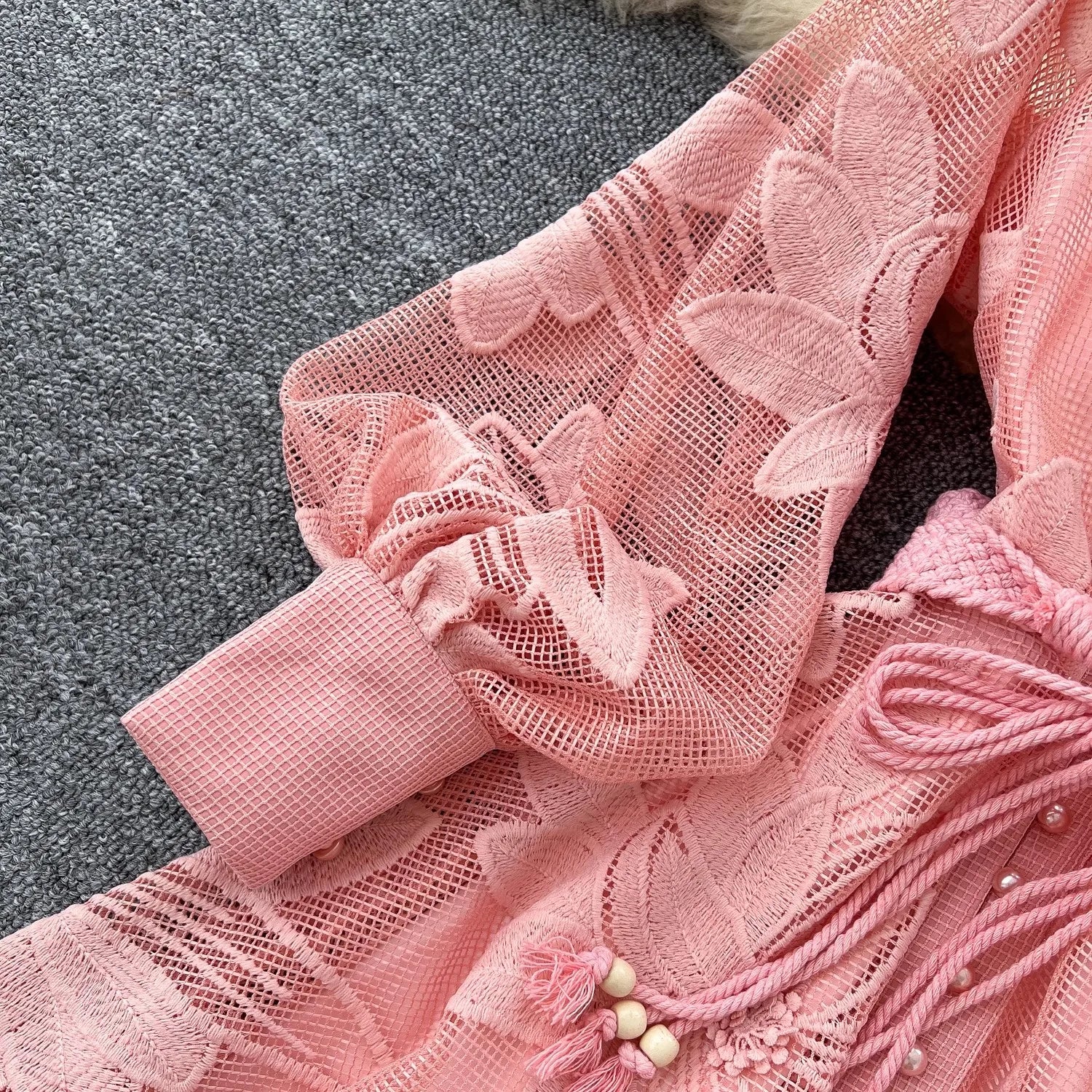 SOERA Hedy Embroidered Lace Belted Dress - Dress - Pink M