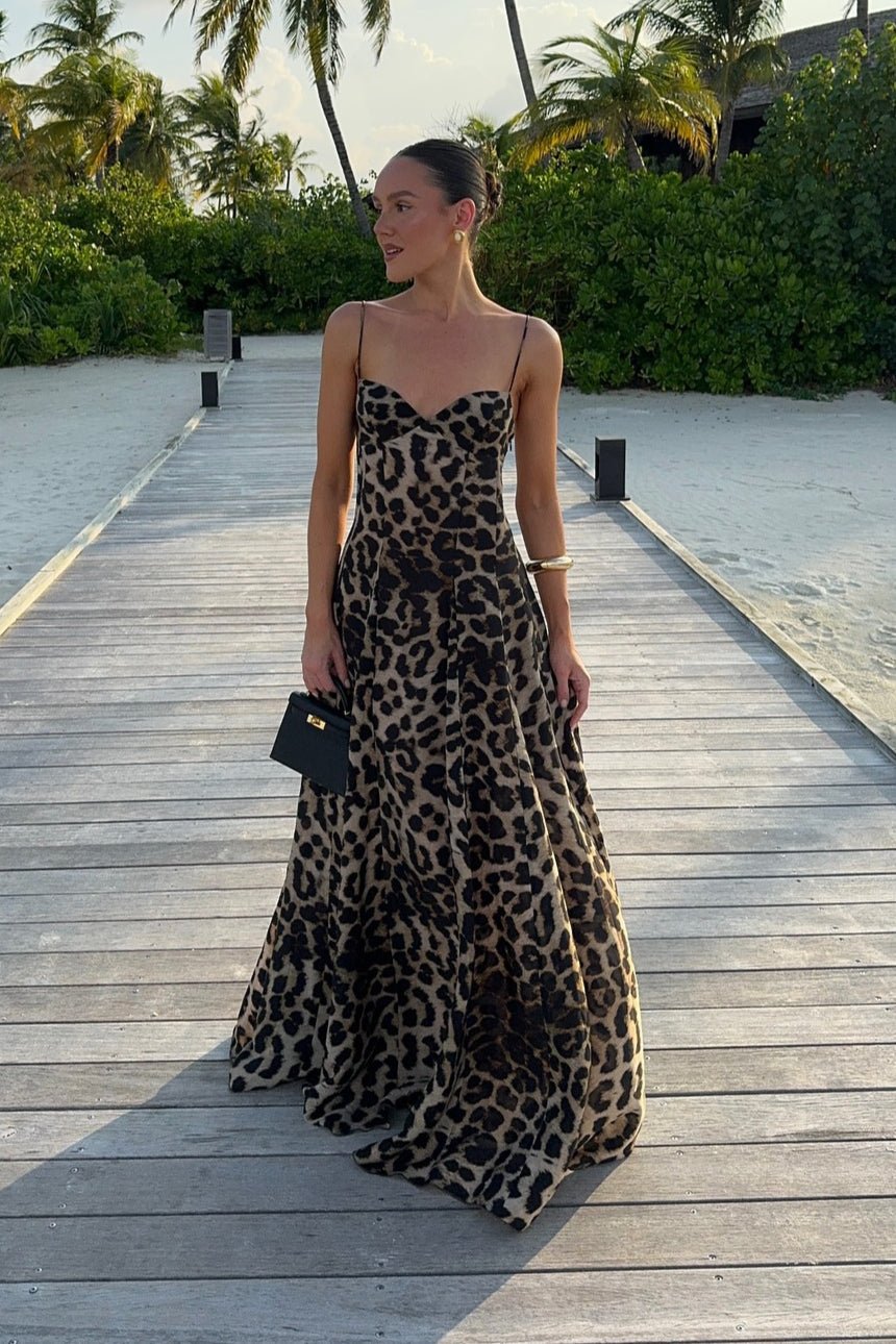 SOERA Imogen Leopard Print Spaghetti Strap Maxi Dress - Dress - Brown S