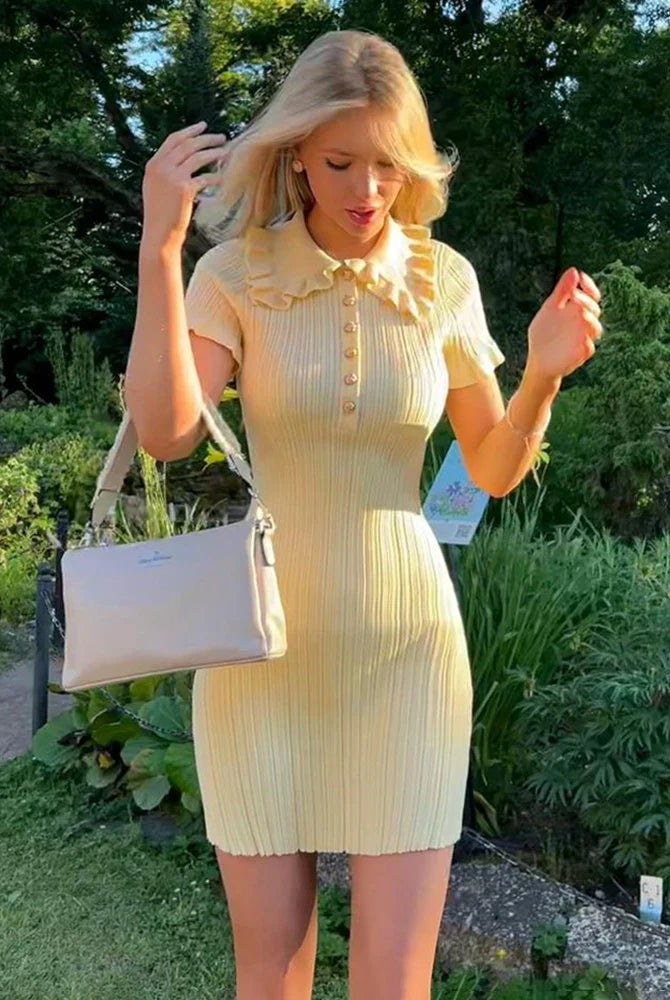 SOERA Iris Ruffle Mini Dress - Dress - Yellow XS