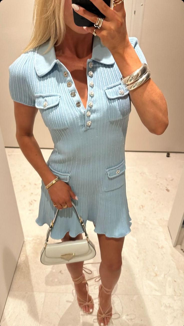 SOERA Katya Sequin Knit Mini Dress - Dress - Blue XS