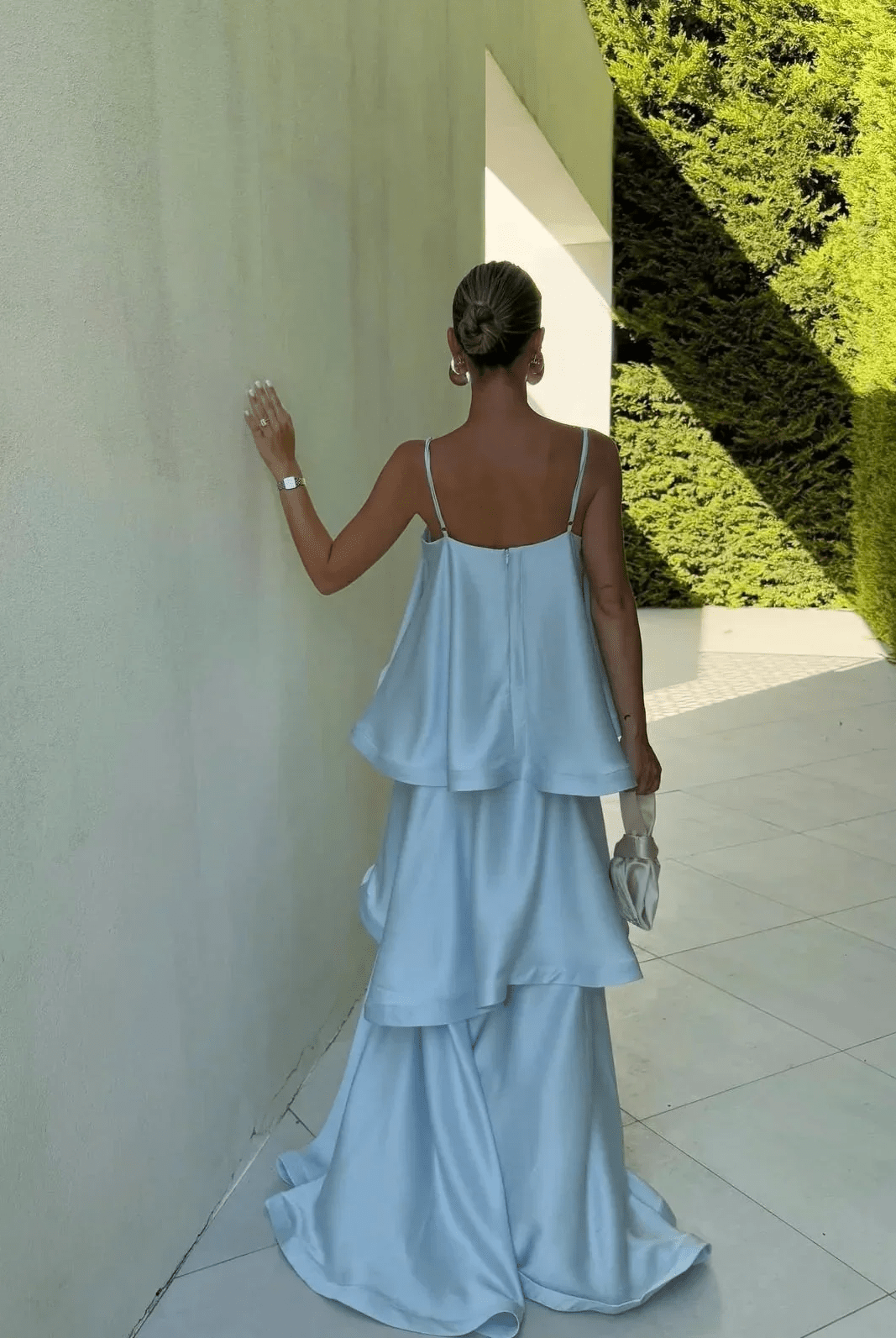 SOERA Margot Tiered Ruffle Satin Maxi Dress - Dress - SOERA-288579-BLU-S-24003 Blue S