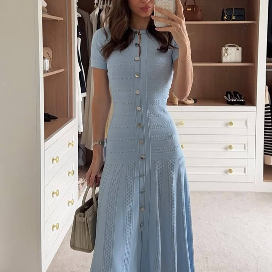 SOERA Quinn Ribbed Knit Midi Dress - Dress - Blue XS