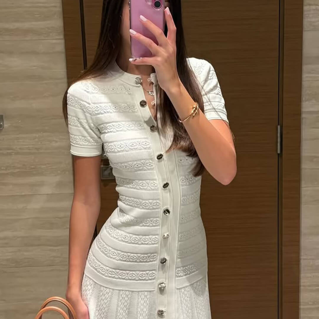 SOERA Quinn Ribbed Knit Midi Dress - Dress - White XS
