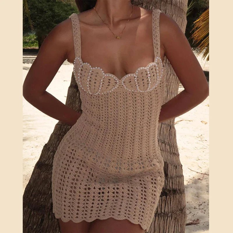 SOERA Rosie Hollow Out Knitted Mini Dress - Dress - SOERA-442051-KHA-S-25059 Beige S
