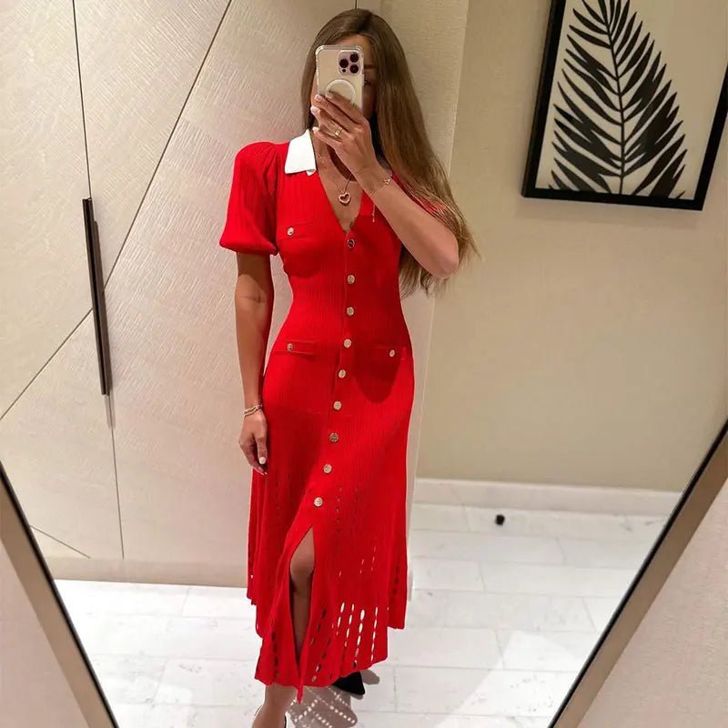 SOERA Sophia Knitted Dress - Dress - Red XS