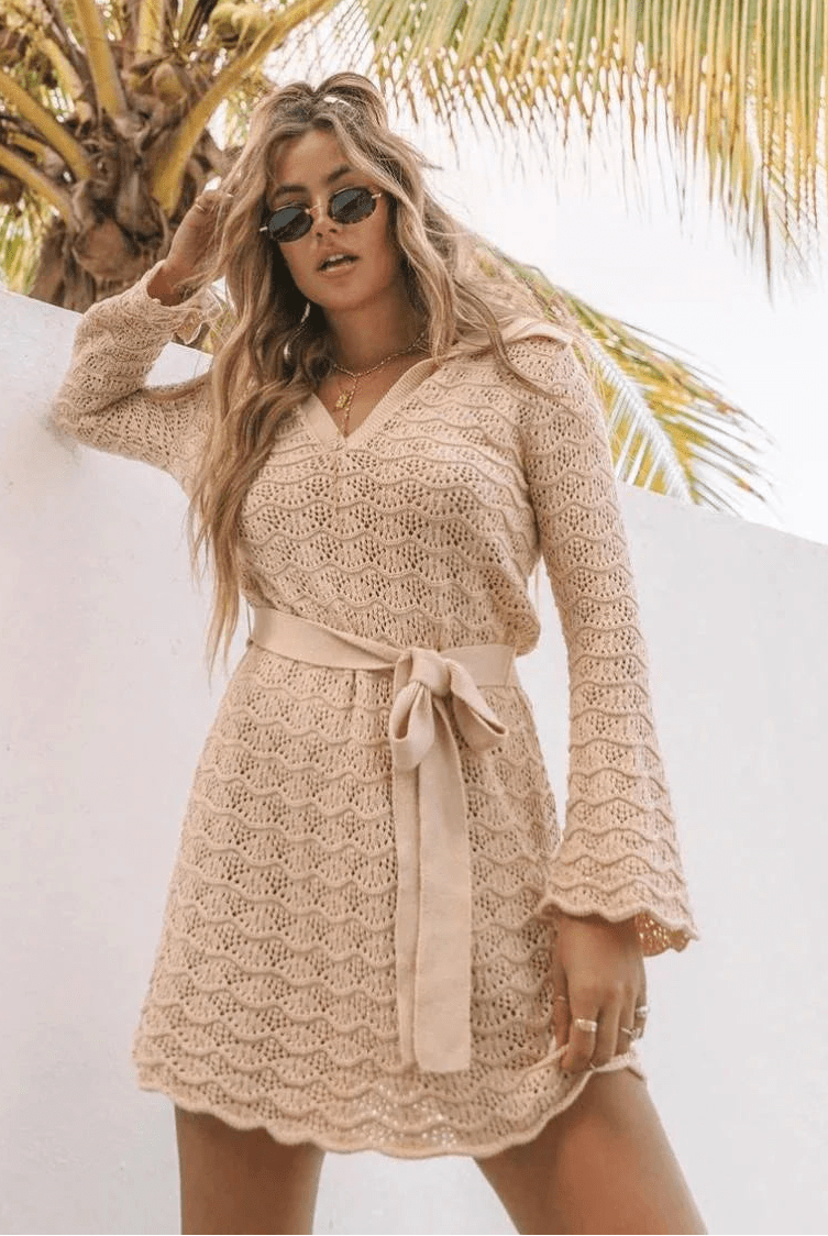 SOERA Sophia V-Neck Hollow Out Dress - Dress - XS