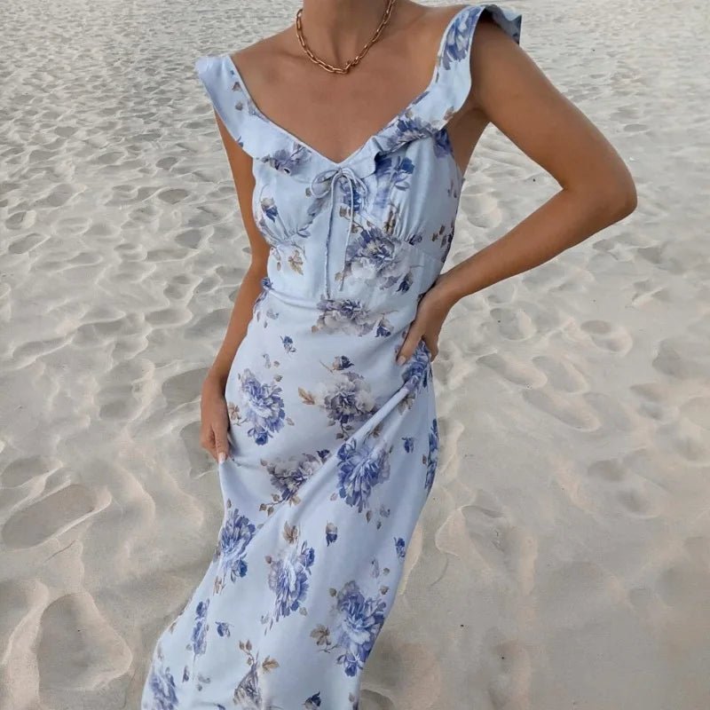 SOERA Ava Floral Plunge Maxi Dress - Dresses - Yellow XS