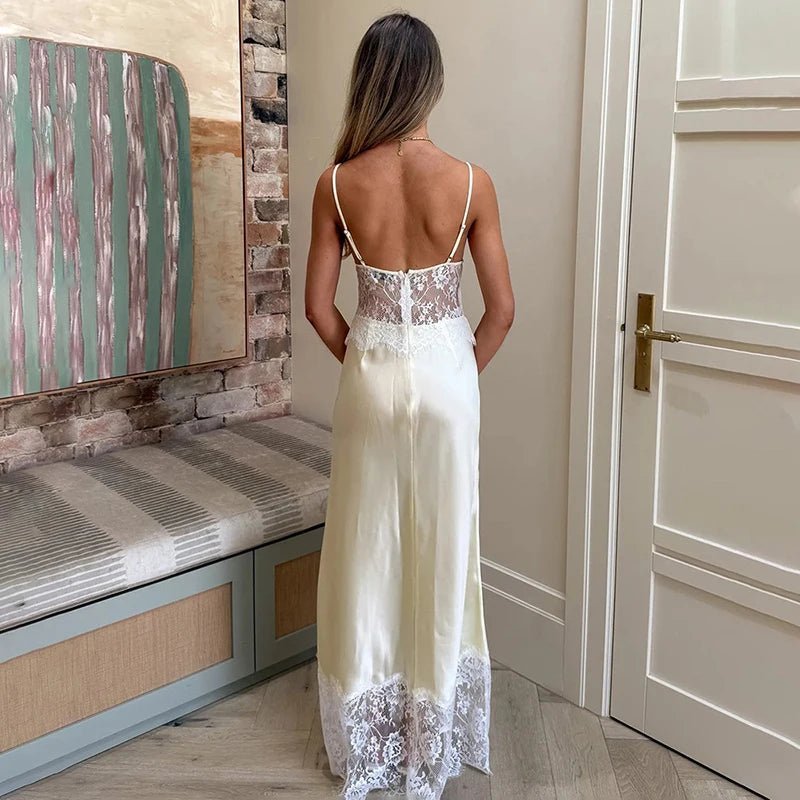 SOERA Bianca Lace V-Neck Maxi Dress - Dresses - Beige XS