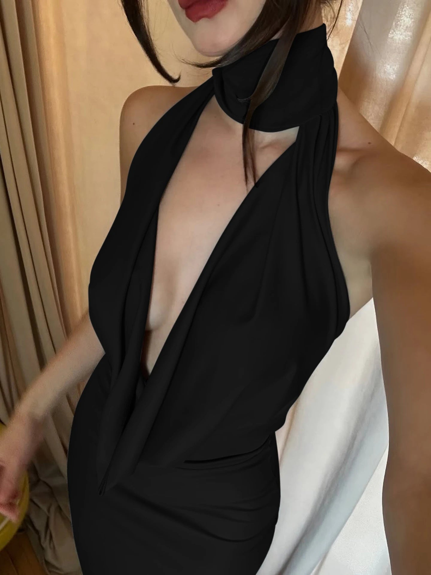 SOERA Bianca Sleeveless Backless Slit Maxi Dress - Dresses - Brown XS
