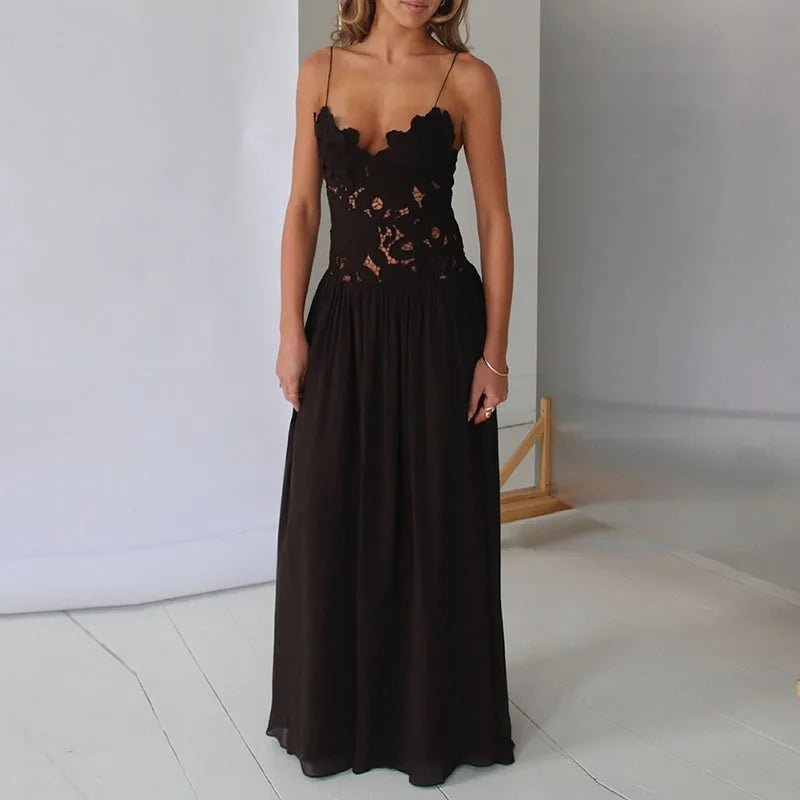 SOERA Celeste Lace Mesh Halter Evening Dress - Dresses - Black M
