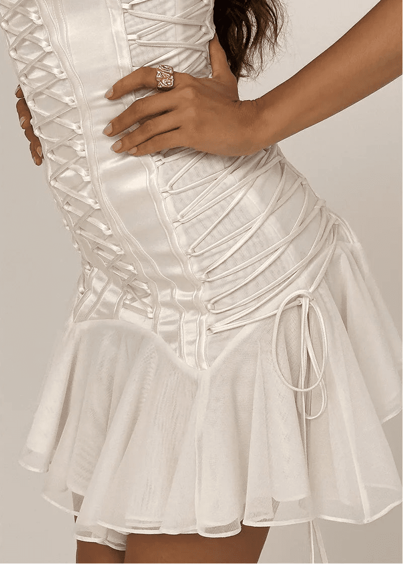 SOERA Celeste Strapless Lace-Up Mermaid Mini Dress - Dresses - XS