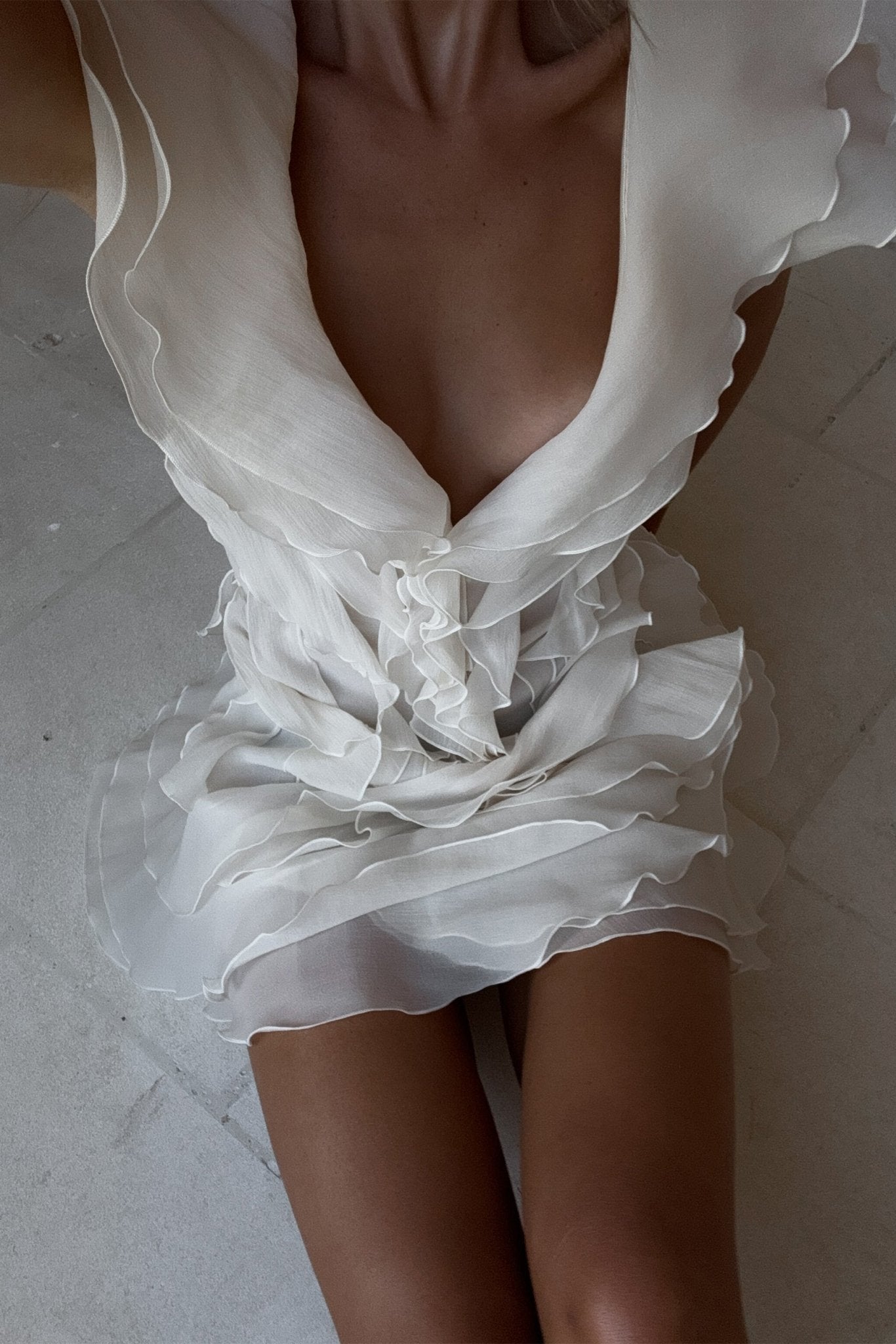 SOERA Jasmine Off - Shoulder Ruffled Mini Dress - Dresses - Ivory M