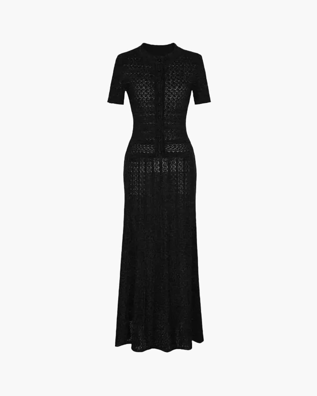 SOERA Jeriza Knitted Half - Button Midi Dress - Dresses - Black S