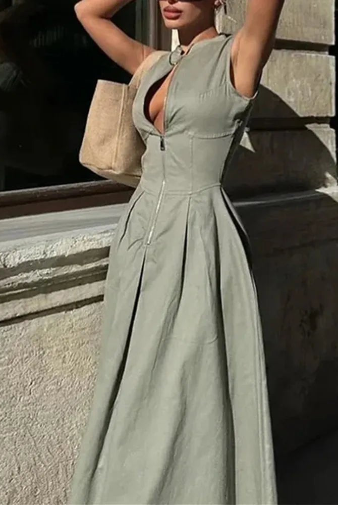 SOERA Jessica Sleeveless Midi Dress - Dresses - 1005007606639334-;wz1772045931504428548 Army Green M