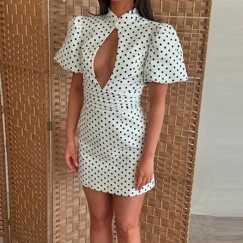 SOERA Kathy Cut Out Polka Dot Mini Dress - Dresses - 1005011758398480-;Rh1774621567487446576 White S