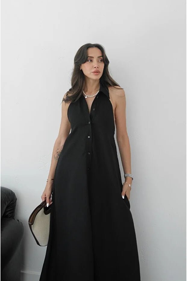 SOERA Kaya Halter Neck Elegant Maxi Dress - Dresses - Black XS