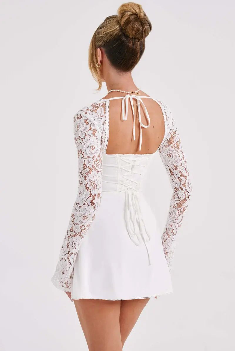 SOERA Louise mini dress with lace details - Dresses - DWOD4-HT169003 white M