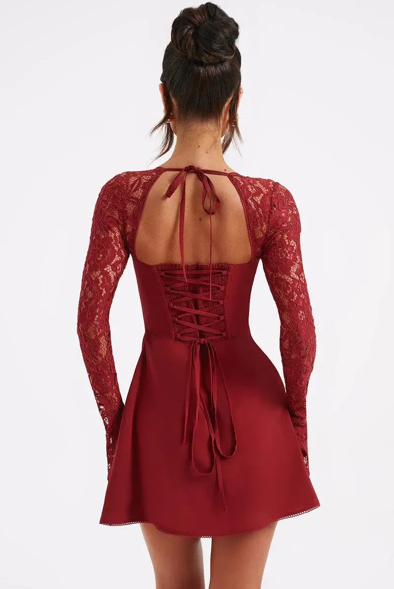 SOERA Louise mini dress with lace details - Dresses - DWOD4-HT169013 red M