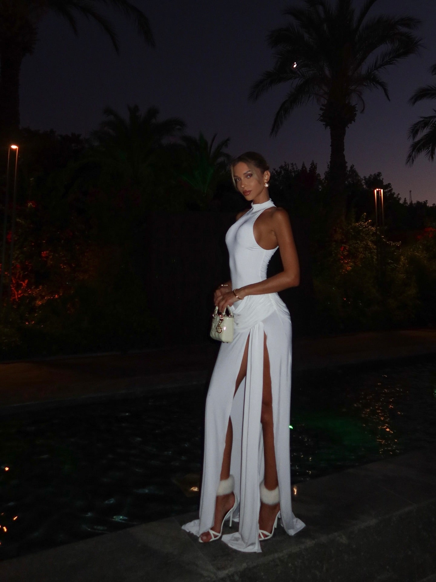 SOERA Mira High - Neck Slit Maxi Dress - Dresses - White L