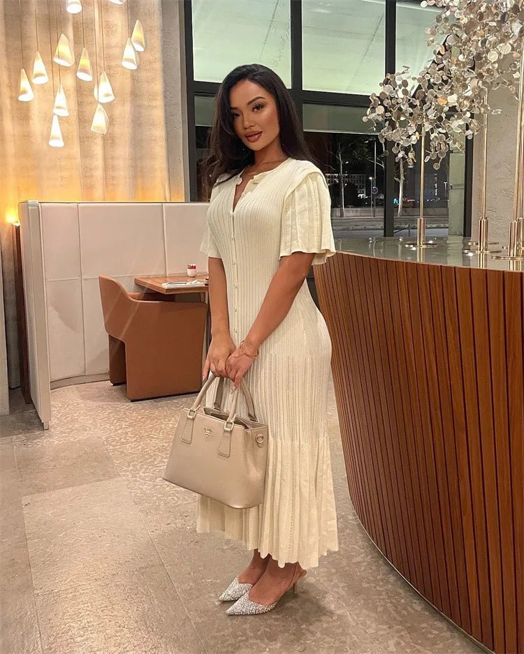SOERA Nancy Bodycon Knitted Maxi Dress - Dresses - 1005009057952162-;VF1772045931369956946 Beige L