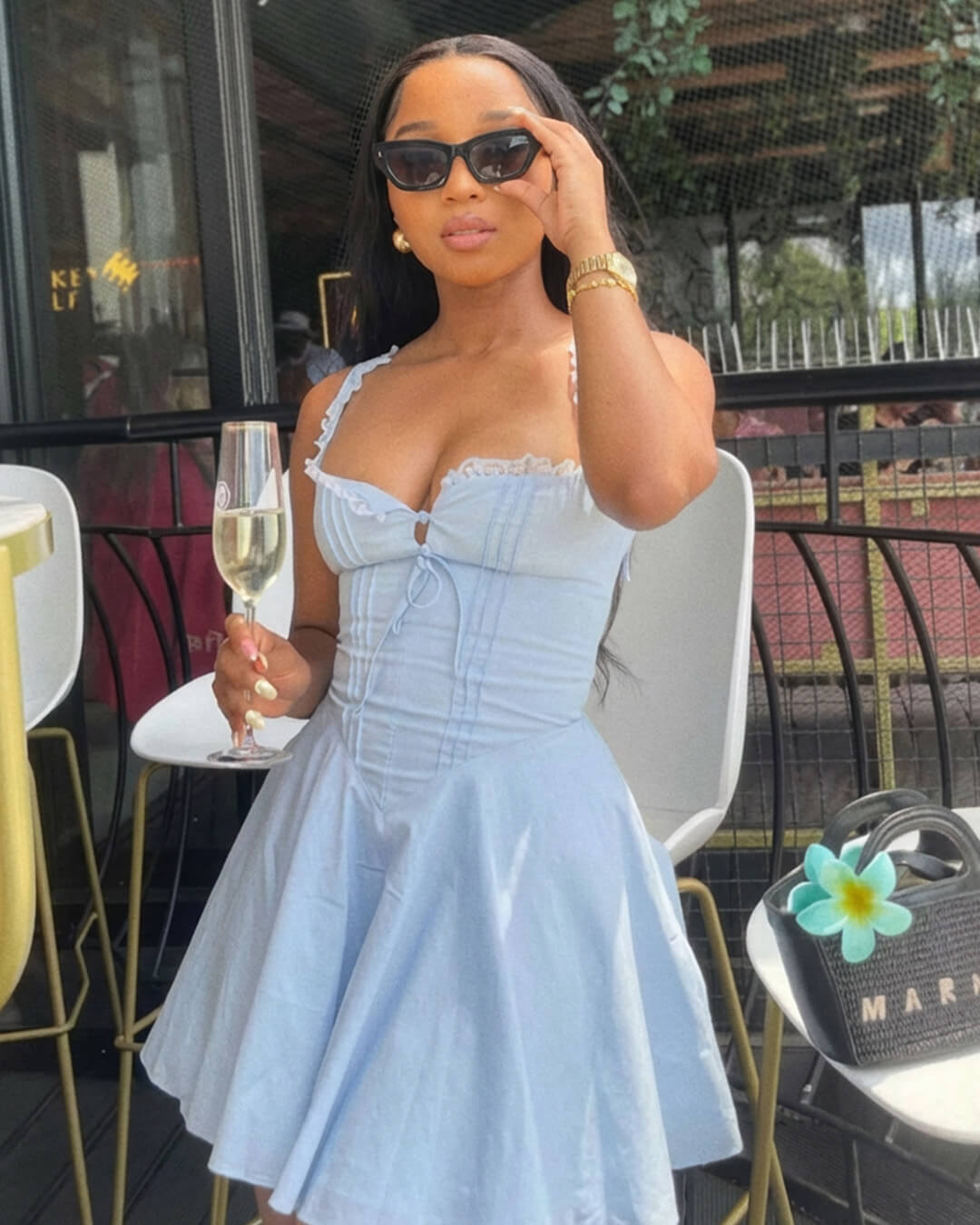 SOERA Rosa Lace - Up Back Mini Dress - Dresses - 1005008153154786-;xV1771252461188310564 Blue S