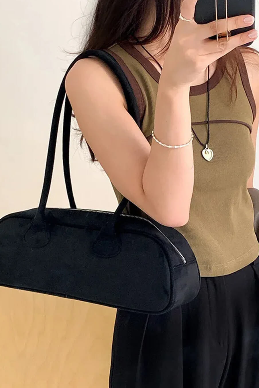 SOERA Aveline Vegan Suede Bag - Handbags - 3256807406638791-;jF1757549904953763327 Black Regular