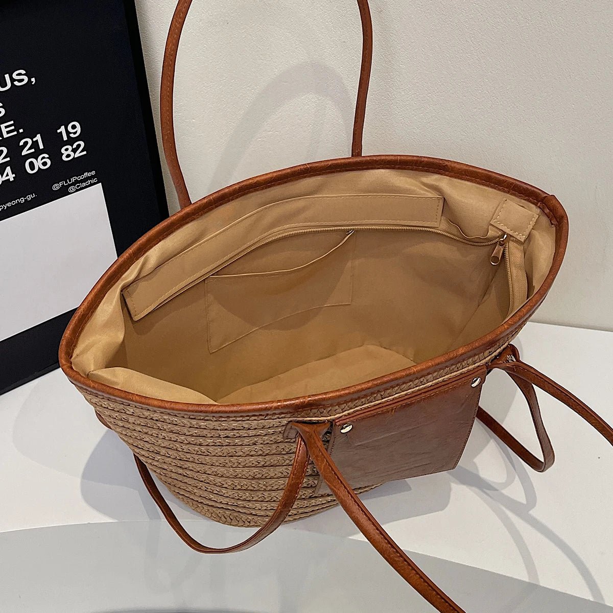 SOERA Beatrice Forest Woven Single - Shoulder Tote - Handbags - Brown