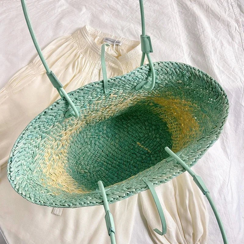 SOERA Camille French Straw Tote Bag - Handbags - Yellow Green