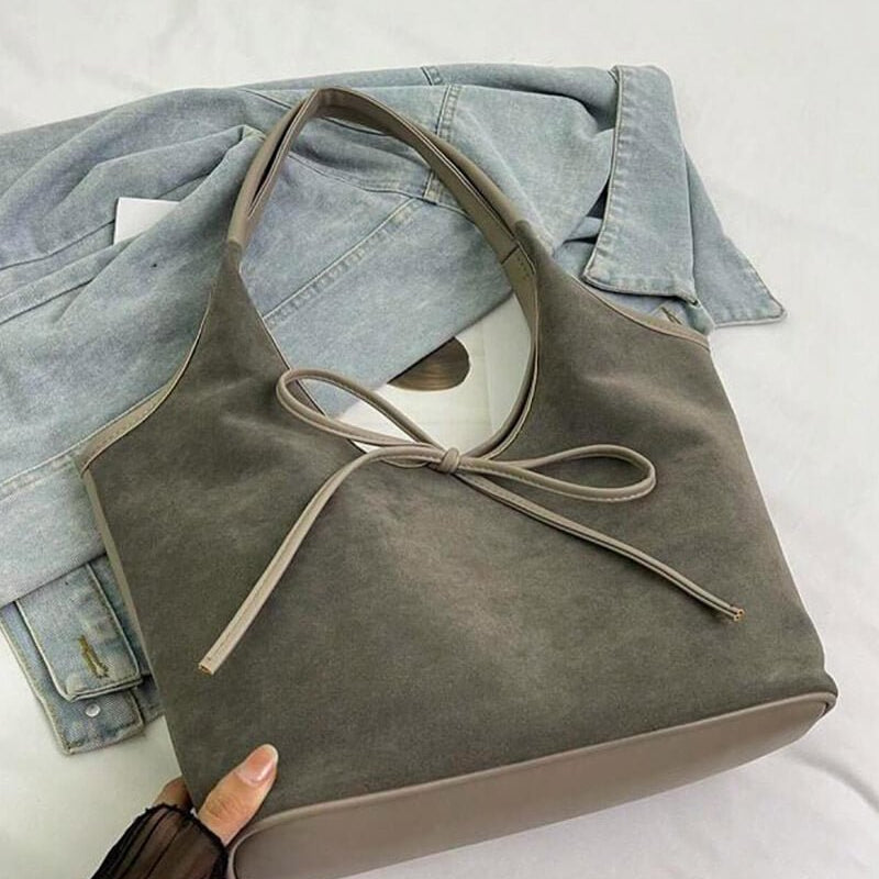 SOERA Florence Suede Bow Bag - Handbags - Soera-Bow-Bag/Gray Gray Regular