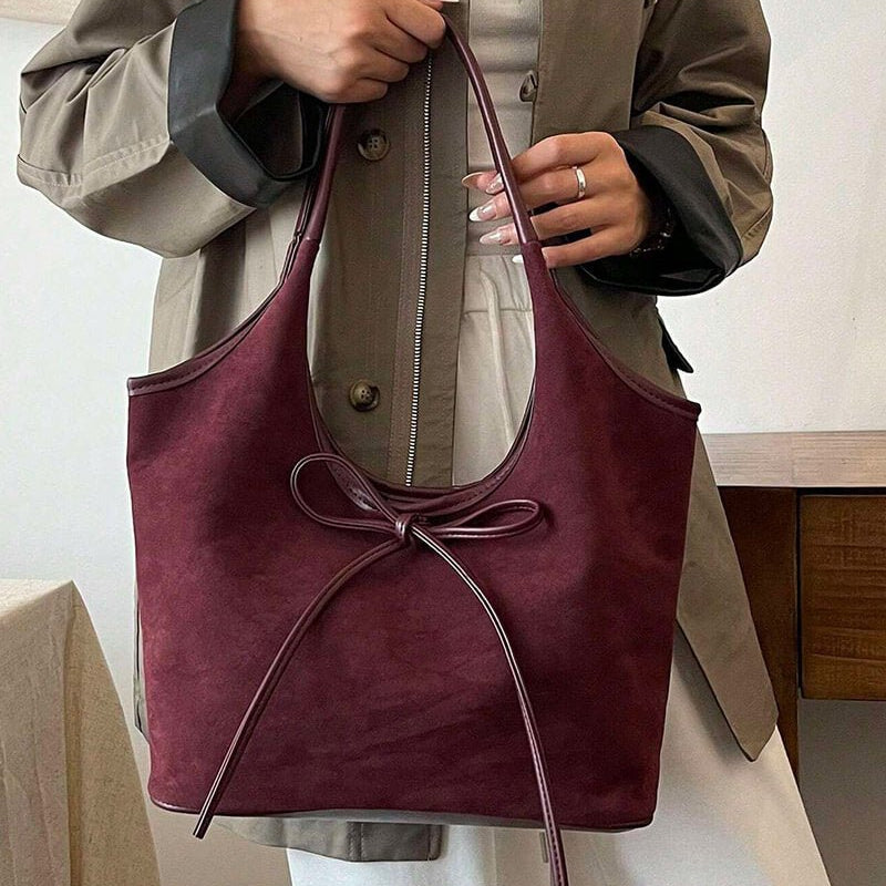 SOERA Florence Suede Bow Bag - Handbags - Soera-Bow-Bag/WineRed Wine Red Regular