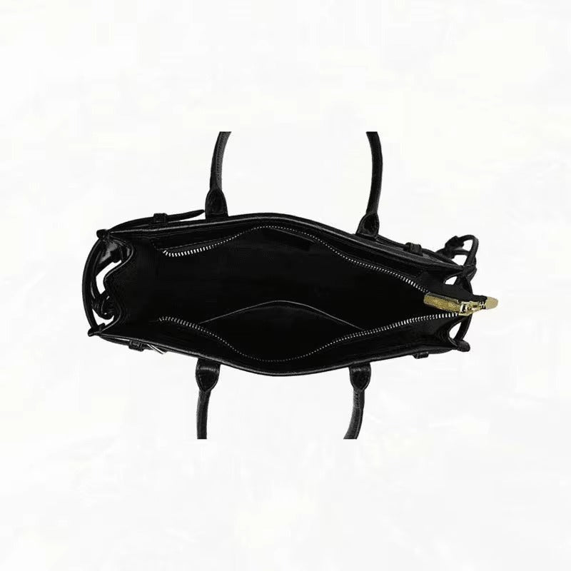 SOERA Luna Leather Shoulder Bag with Belt Detail - Handbags - 1005008217649789-;sj1763050843710379595 Black