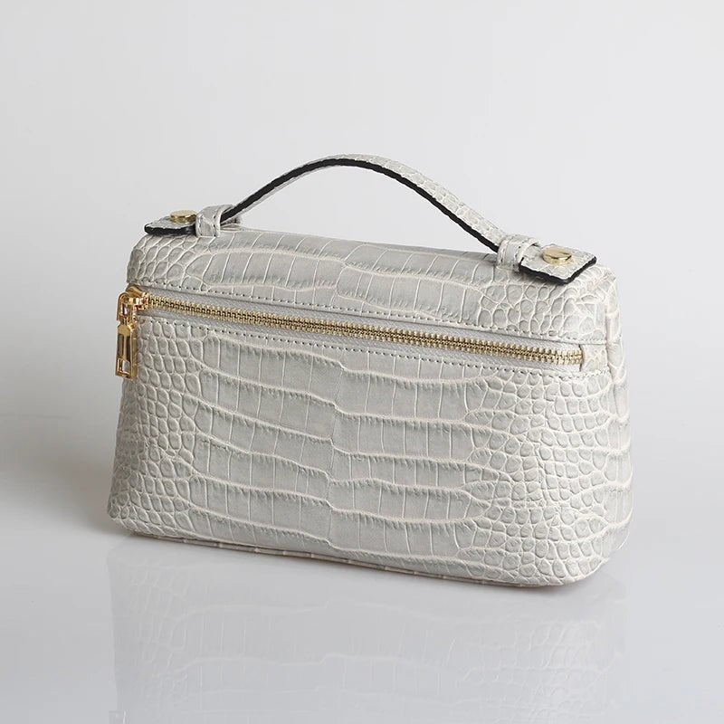 SOERA Minerva Crocodile Pattern Clutch Bag - Handbags - Pearl White