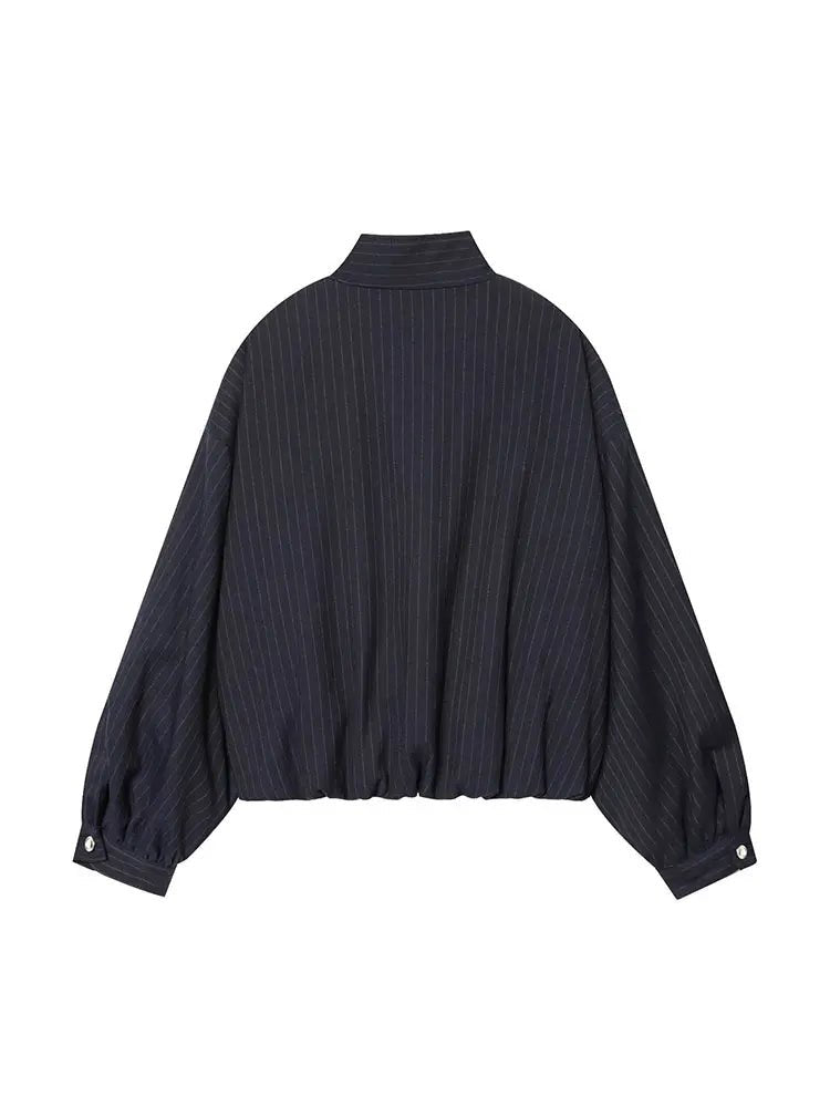 SOERA Saskia Striped Stand Collar Jacket - Jacket - Blue XS